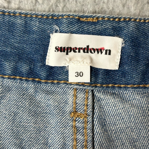 REVOLVE Superdown Shorts Womens 30 Blue High Rise Button Fly Frayed Denim Shorts - Picture 3 of 11